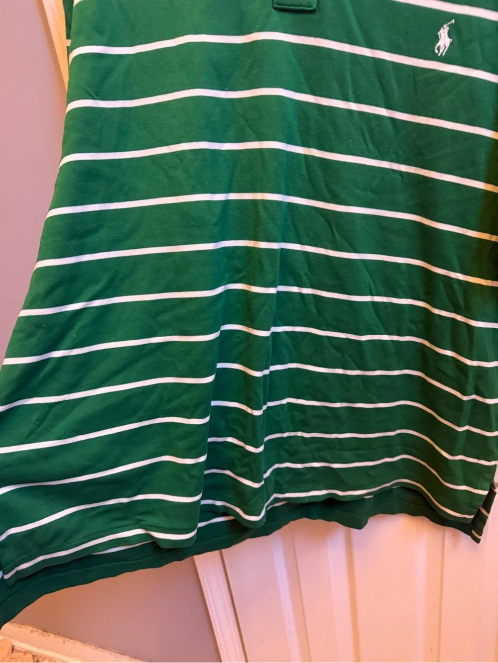 Ralph Lauren Green Polo with White Stripes